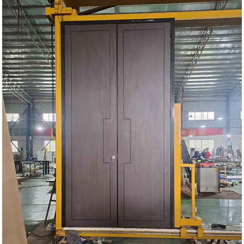 Yellow Solid Wood Molding Steel Frame Wood Door